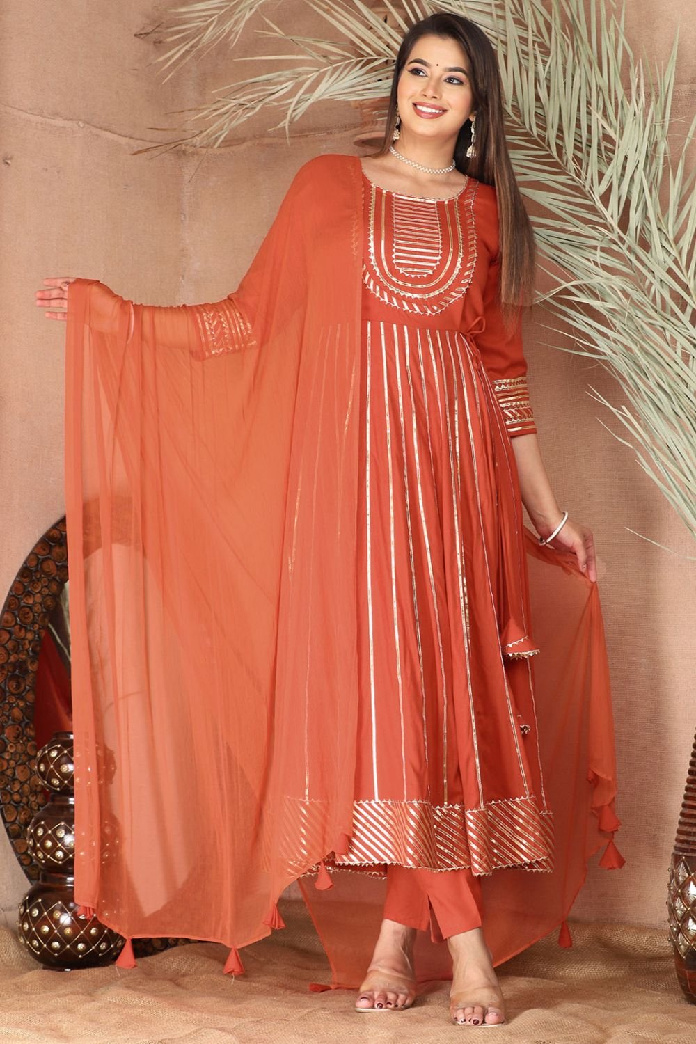 Peach Rayon Salwar Kameez - SFSBR1305R