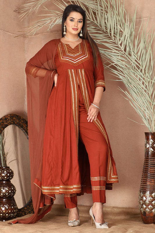 Peach Rayon Plus Size Indian Sangeet Salwar Kameez  SFSBR1107R