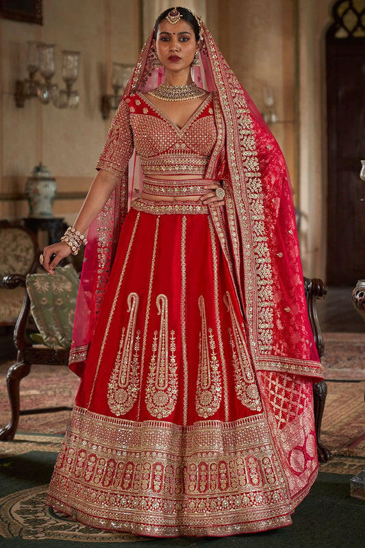 Red Silk Royal Bridal Lehenga Choli SFSJDN33906