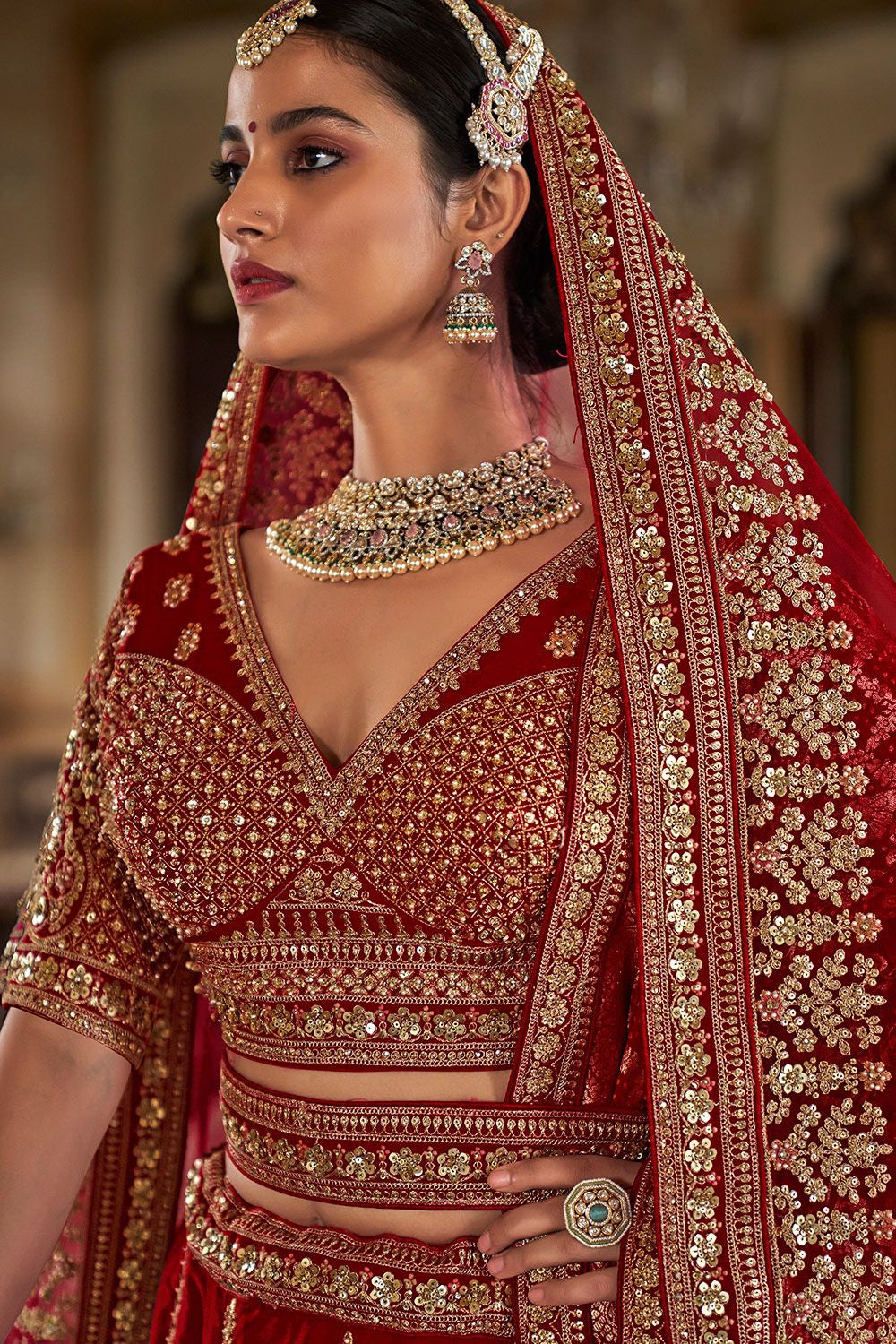 Red Silk Royal Bridal Lehenga Choli SFSJDN33906