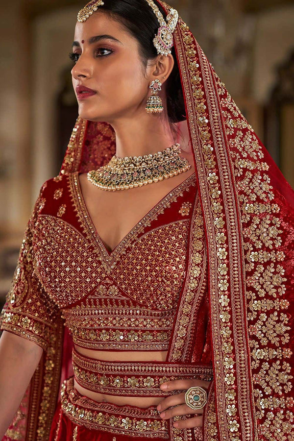 Red Silk Royal Bridal Lehenga Choli SFSJDN33906