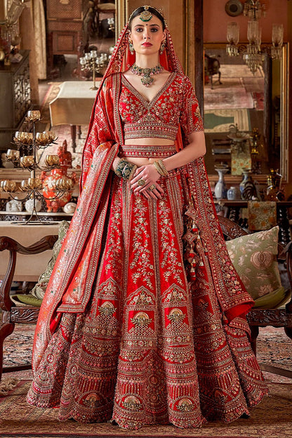 Red Heavy Bridal Silk Lehenga Choli Set SFSJDN34005