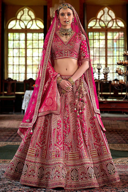 Pink Subtly Opulent  Bridal Silk Lehenga Choli SFSJDN34101