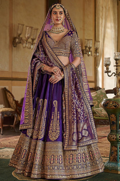 Blue Silk Royal Bridal Lehenga Choli SFSJDN33908