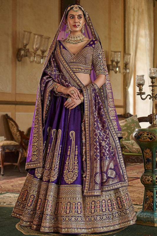 Blue Silk Royal Bridal Lehenga Choli SFSJDN33908