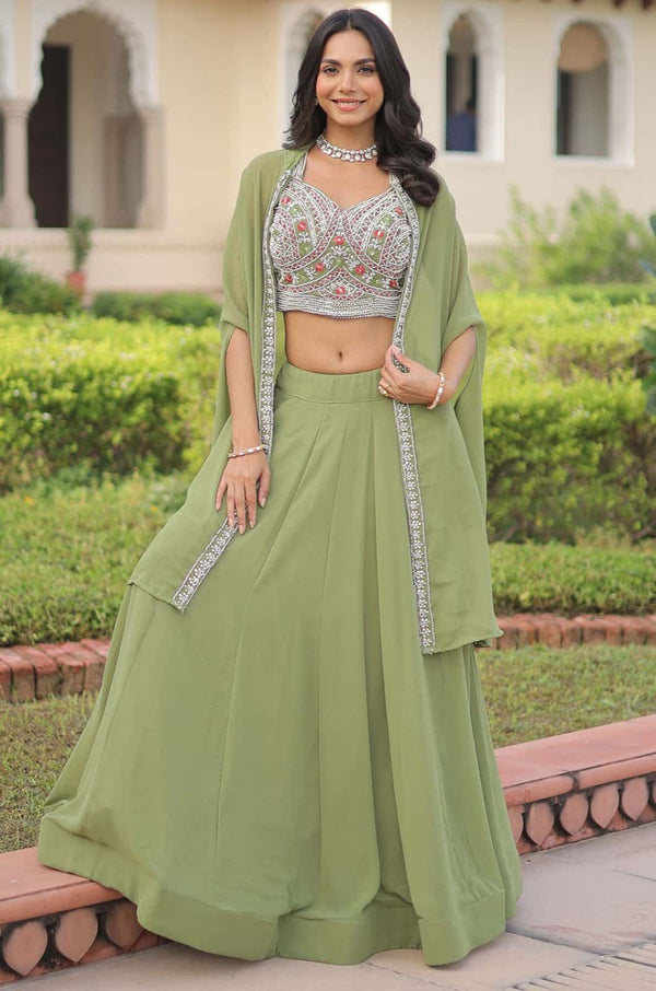 Green Georgette Lehenga Choli - SFNPV71102R