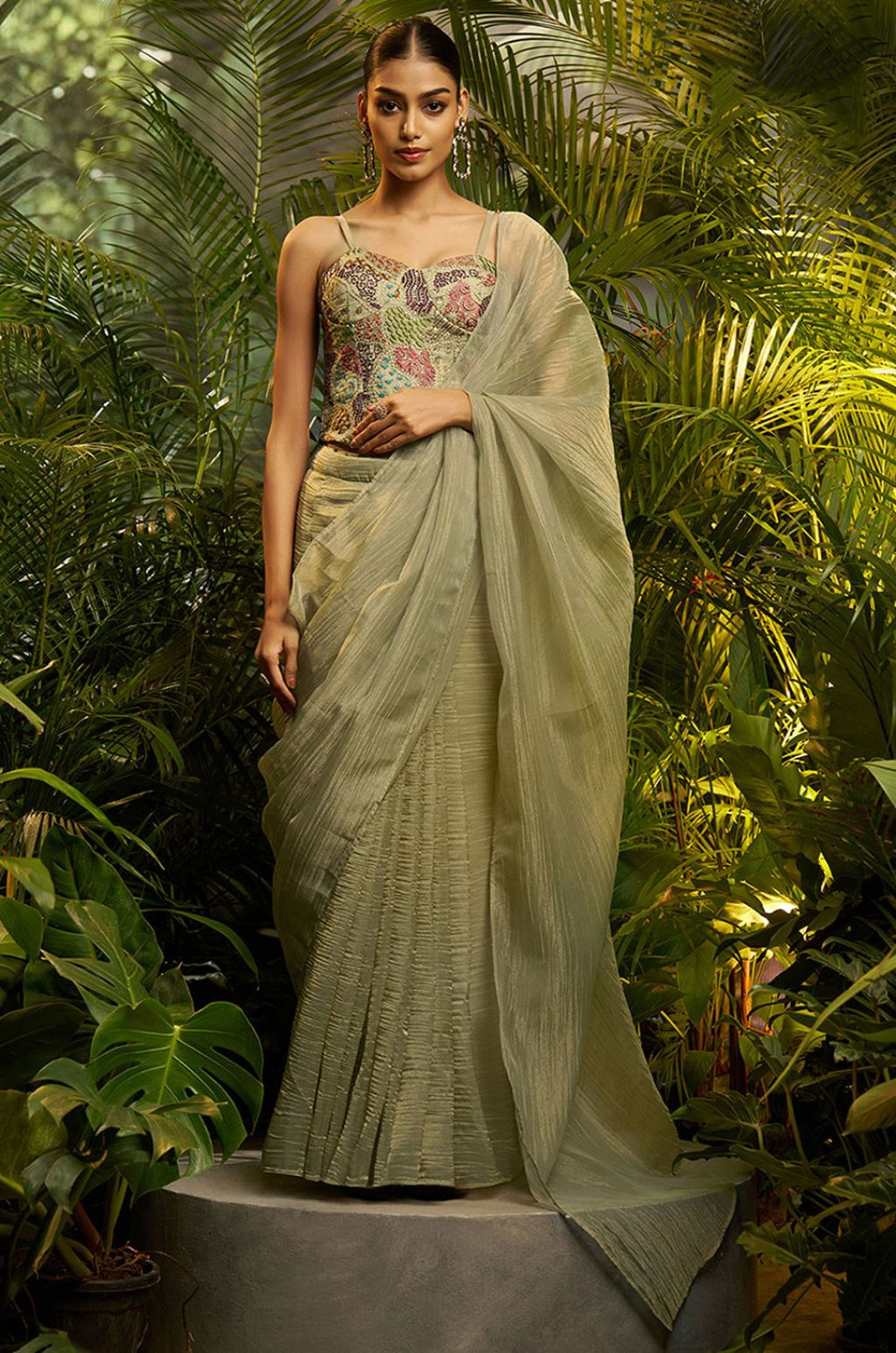 Green Tissue Sarees - SFSA571501R