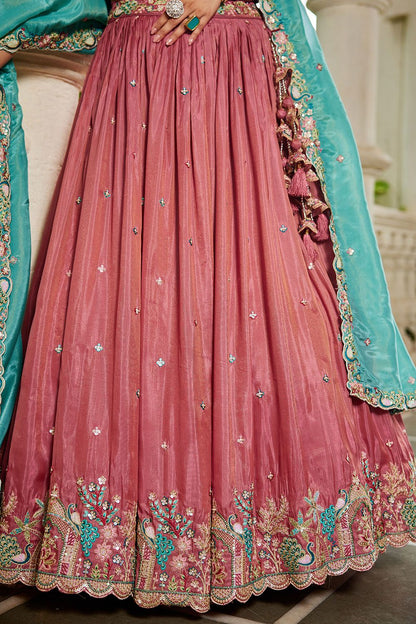 Pink Satin Silk Party Lehenga Choli SFFK28802