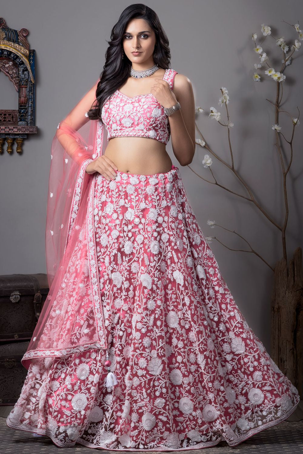 Pink Silk  Engagement Silk Lehenga Choli SFFK26102R