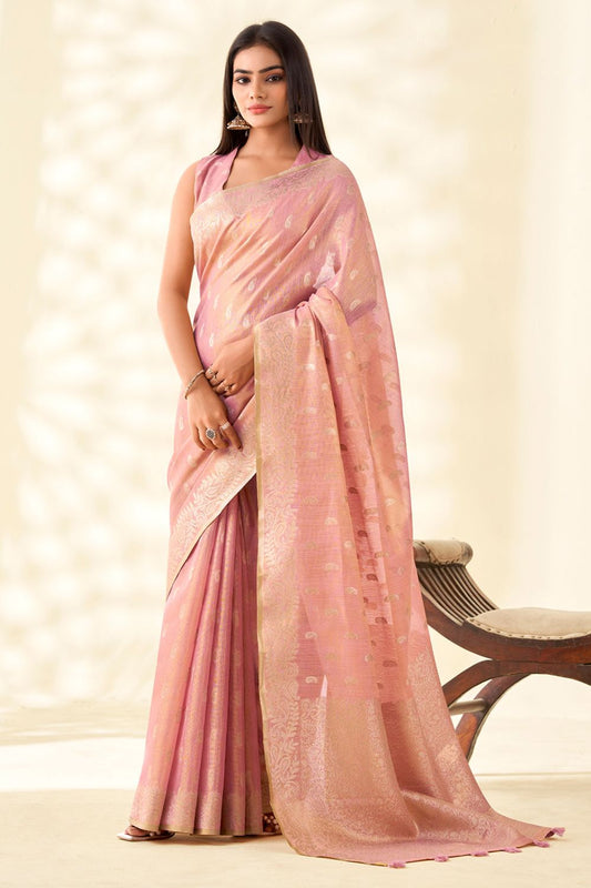 Pink Tissue Sarees - SFSJDN31605