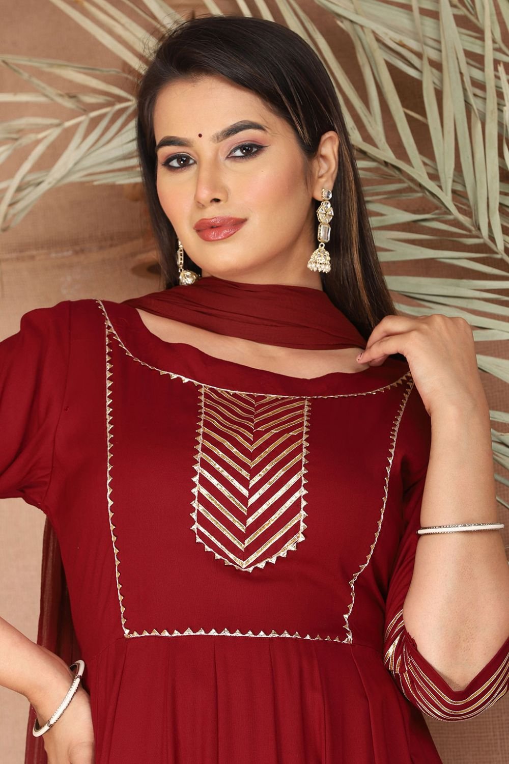 Maroon Sangeet Plus Size Rayon Salwar Kameez SFSBR1201R