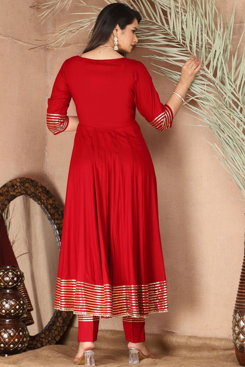 Red Rayon Plus Size Wedding Salwar Kameez SFSBR1210R