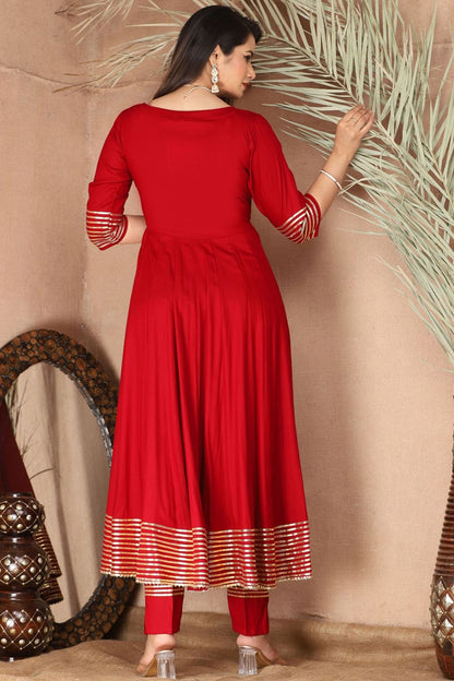 Red Rayon Plus Size Wedding Salwar Kameez SFSBR1210R