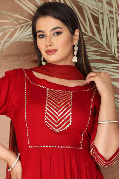 Red Rayon Plus Size Wedding Salwar Kameez SFSBR1210R