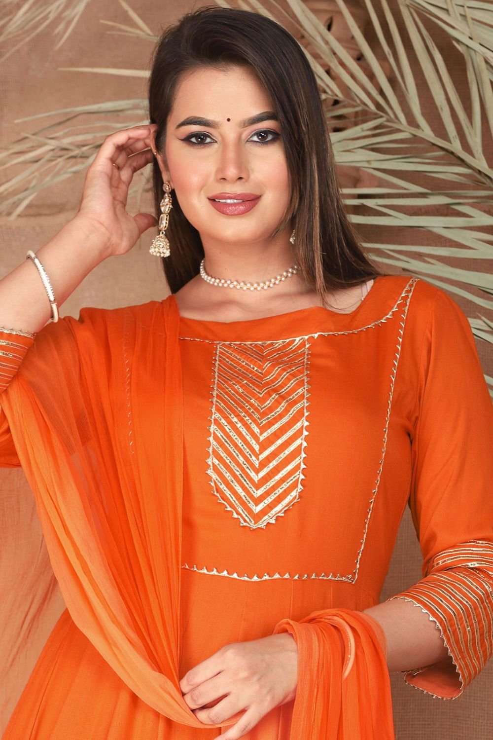Orange Rayon Plus Size Wedding Salwar Kameez  SFSBR1211R