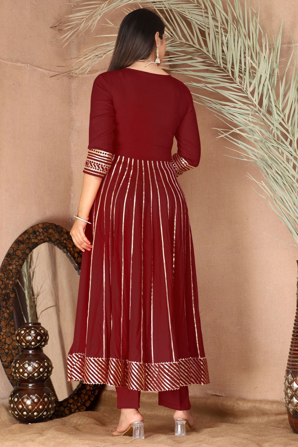 Maroon Rayon Zari Work Plus Size Salwar Kameez SFSBR1301R