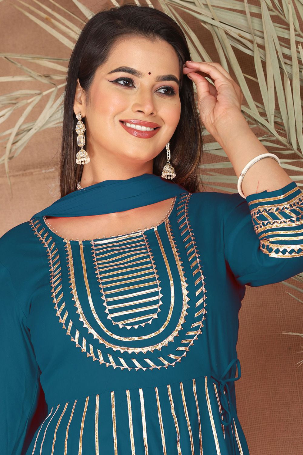Blue Rayon Zari Work Plus Size Salwar Kameez  SFSBR1303R