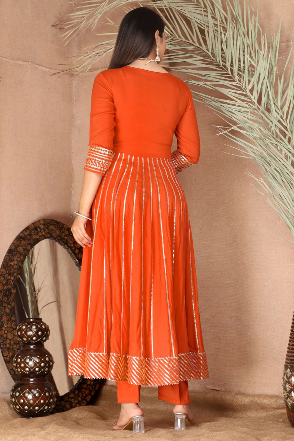 Orange Rayon Salwar Kameez - SFSBR1310R