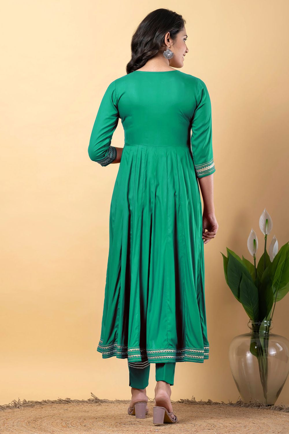 Green Rayon Plus Size Indian Sangeet Salwar Kameez  SFSBR1102R