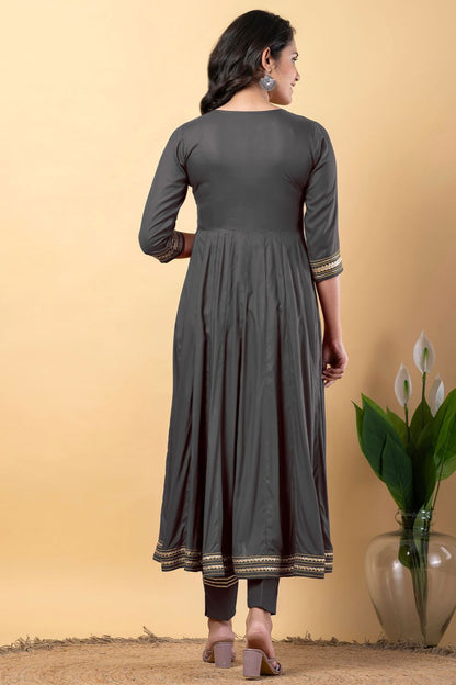 Grey Rayon Plus Size Indian Sangeet Salwar Kameez  SFSBR1103R