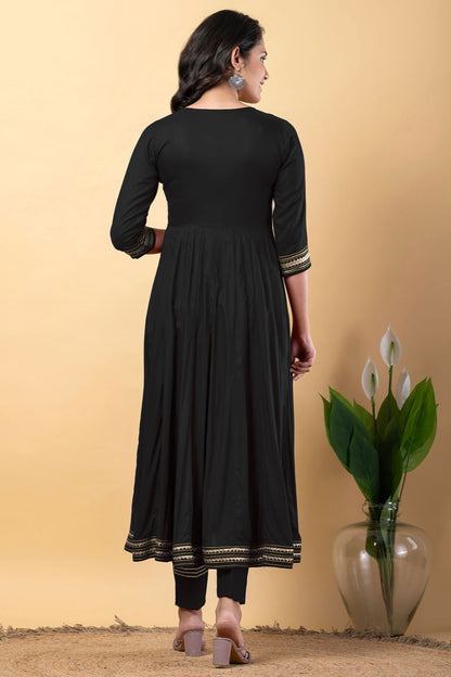 Black Rayon Plus Size Indian Sangeet Salwar Kameez SFSBR1105R