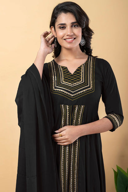 Black Rayon Plus Size Indian Sangeet Salwar Kameez SFSBR1105R