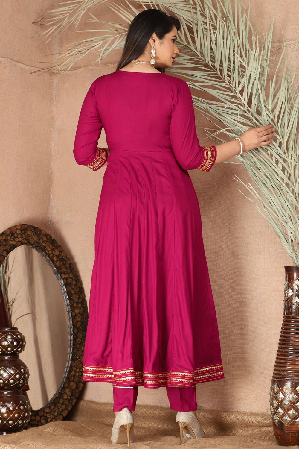 Pink Rayon Plus Size Indian Sangeet Salwar Kameez  SFSBR1108R