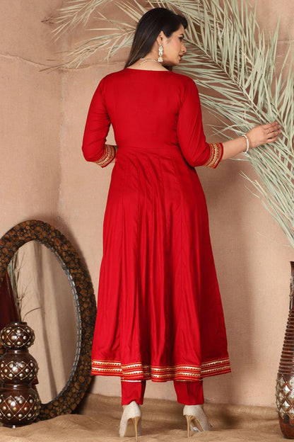 Red Rayon Plus Size Indian Sangeet Salwar Kameez  SFSBR1109R
