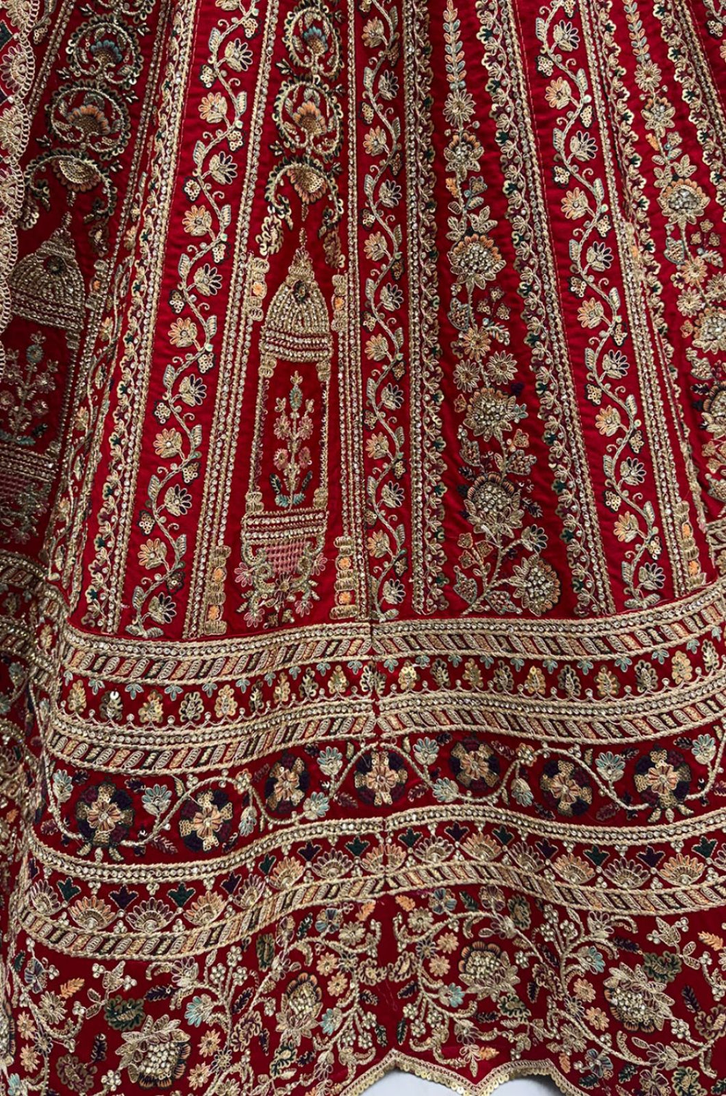 Red Silk Bridal Lehenga Choli Set  SFANJ3174