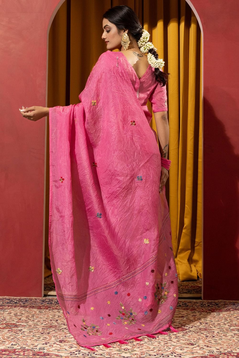 Pink Wedding Party Silk Saree Blouse SFSDR1902