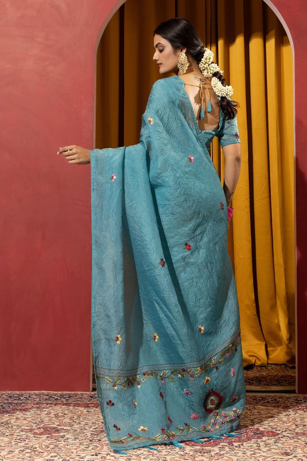 Blue Wedding Party Silk Saree Blouse SFSDR1905