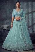 Blue Net Lehenga Choli - SFANJ3425