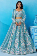 Blue Organza Lehenga Choli - SFROY571820
