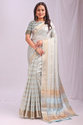 Blue Sleek Organza Casual Sarees With Blouse SFAST11505