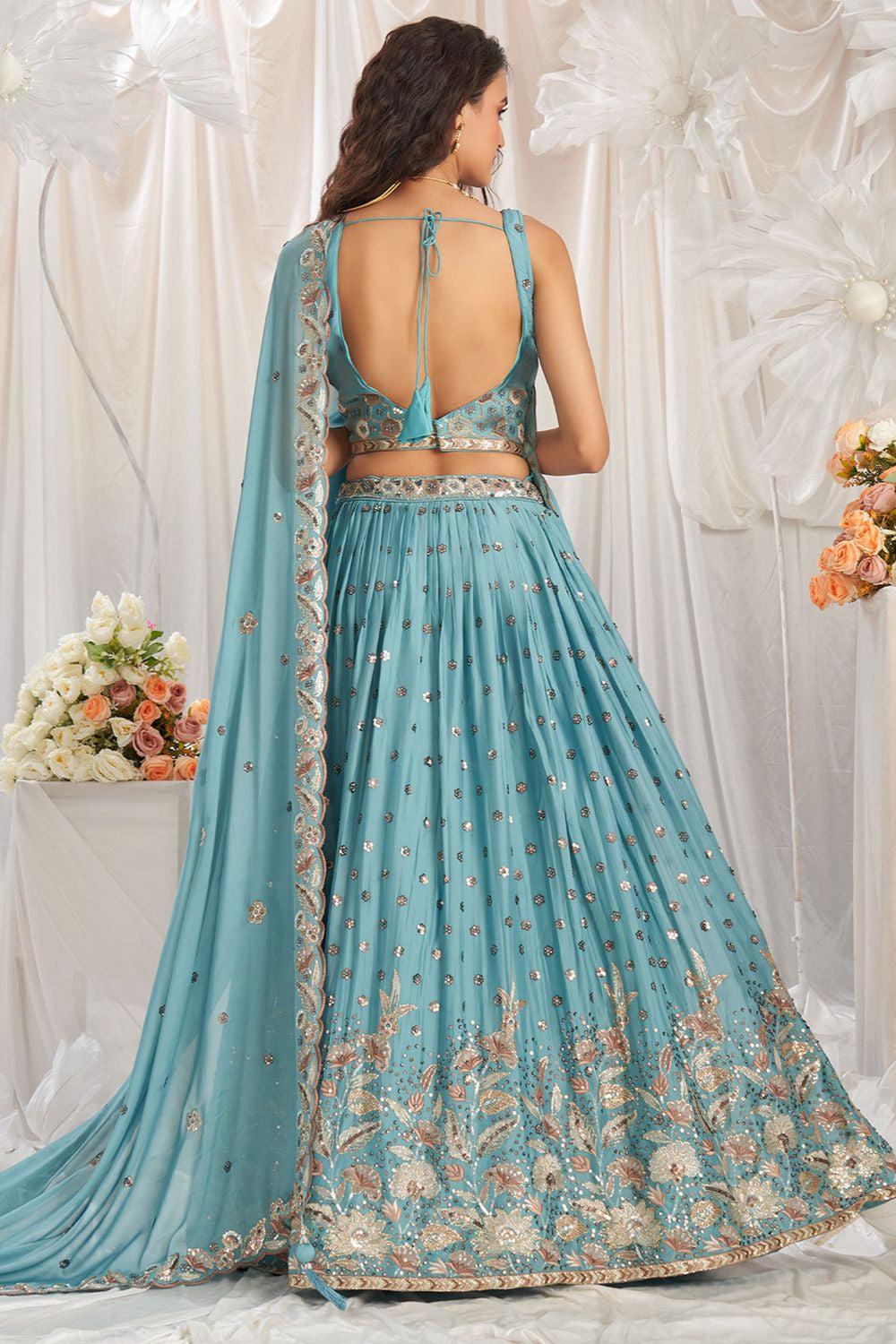 Blue Sangeet Soft Georgette Lehenga Choli  SFSA495004