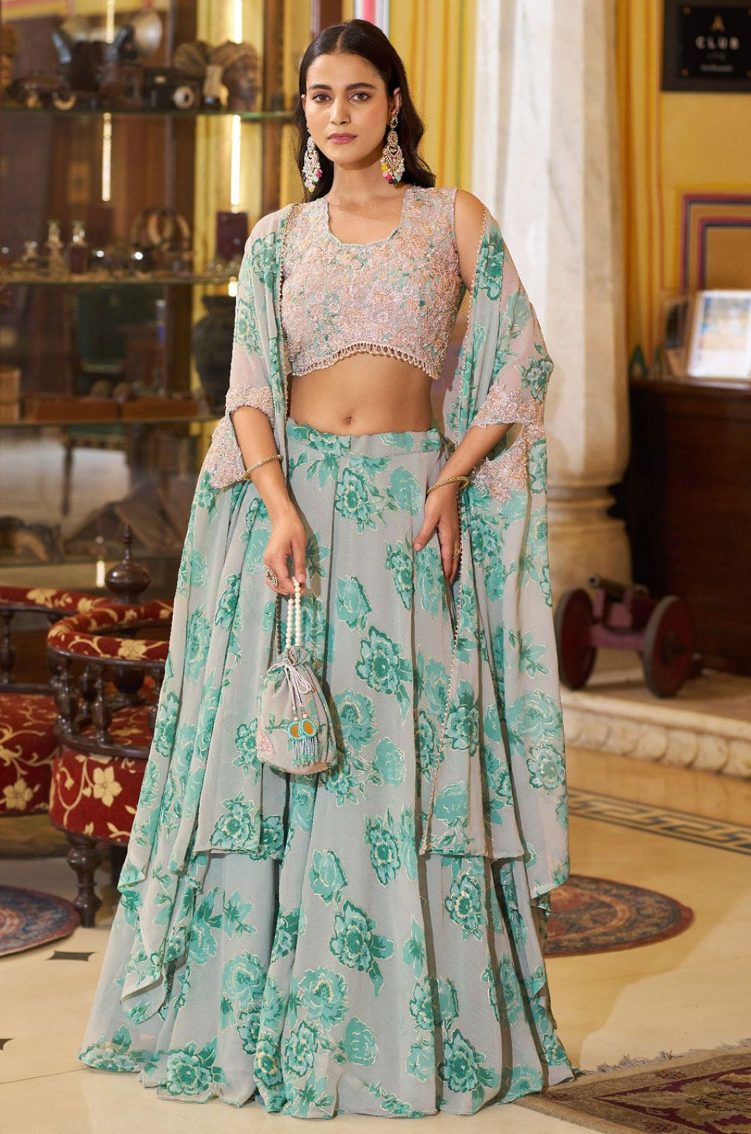 Grey Georgette Lehenga Choli - SFFK39601