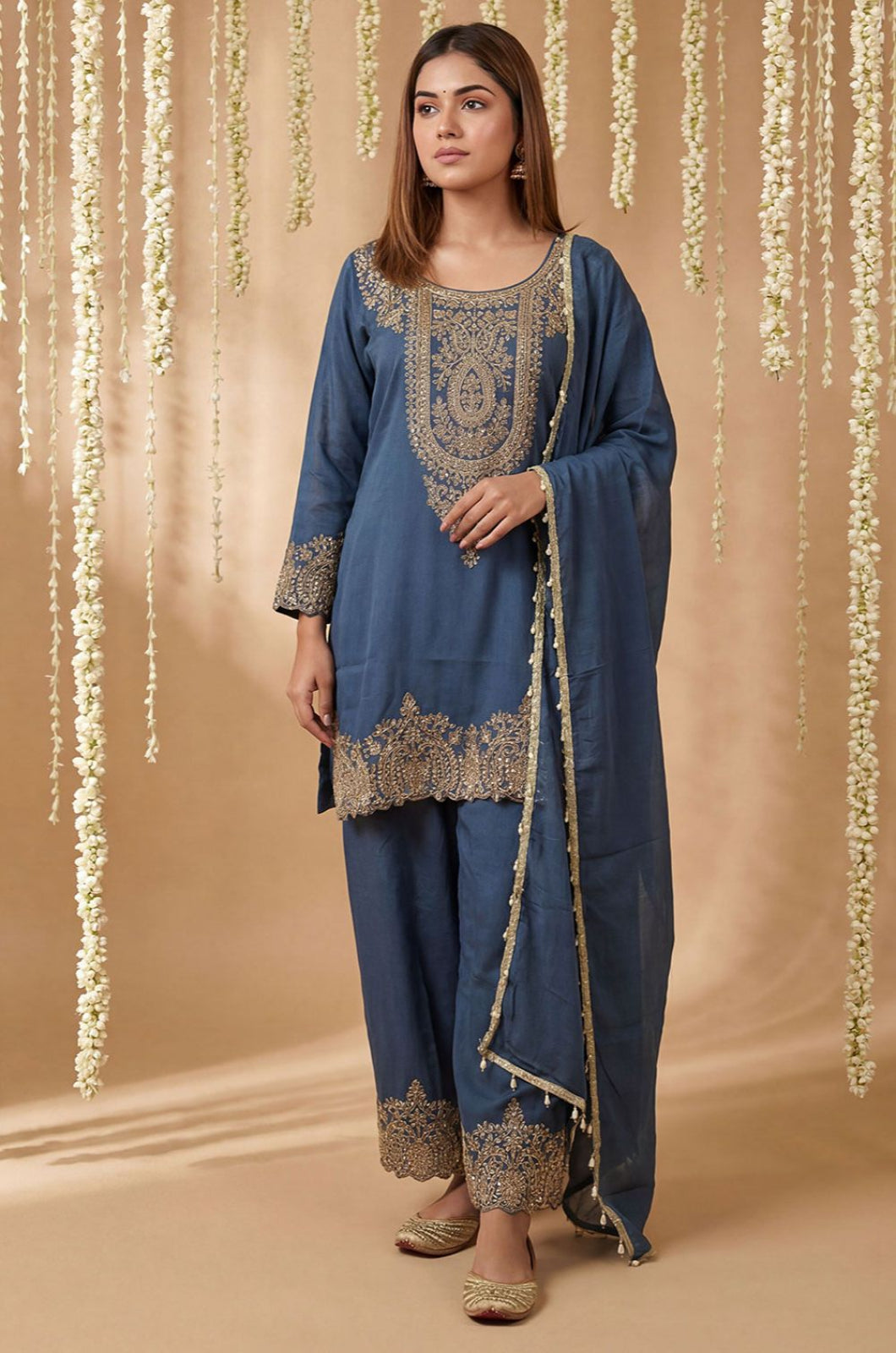 Blue Tissue Salwar Kameez - SFPRF281101R