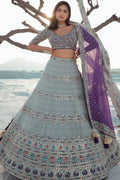 Grey Georgette Wedding Reception Lehenga Choli SFARY22303