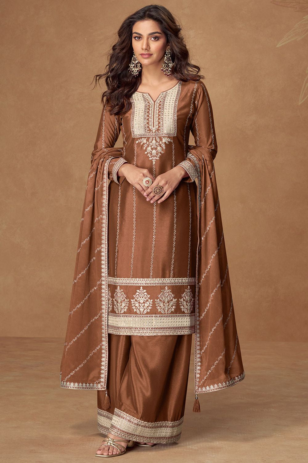 Brown Versatile Silk Salwar Kameez  SFYS156304R