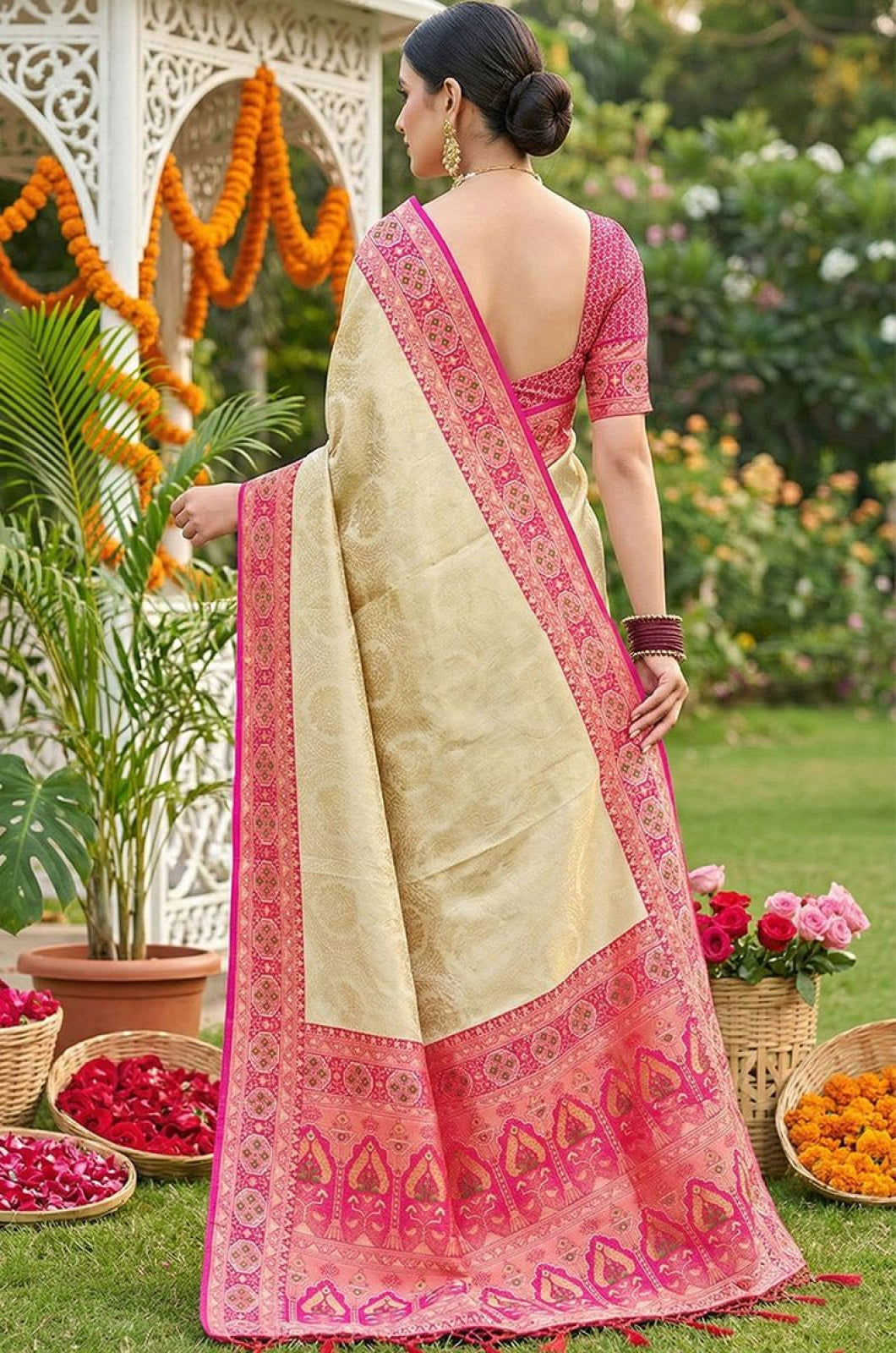 Cream Silk Sarees - SFAST21401