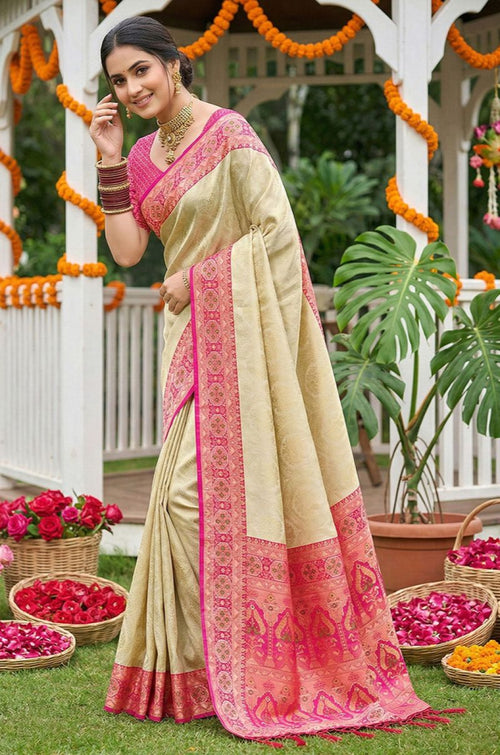 Cream Silk Sarees - SFAST21401