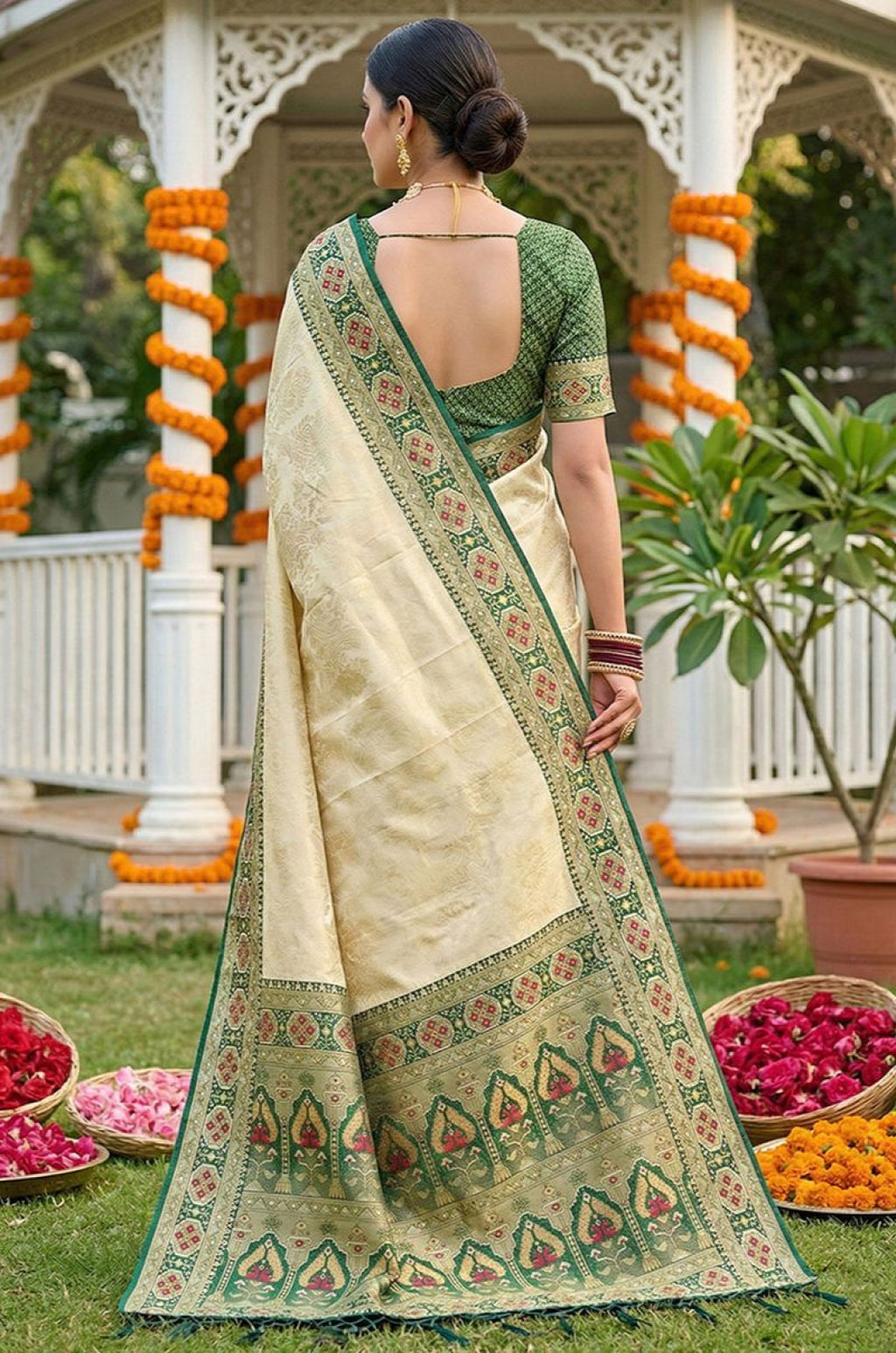 Cream Silk Sarees - SFAST21402