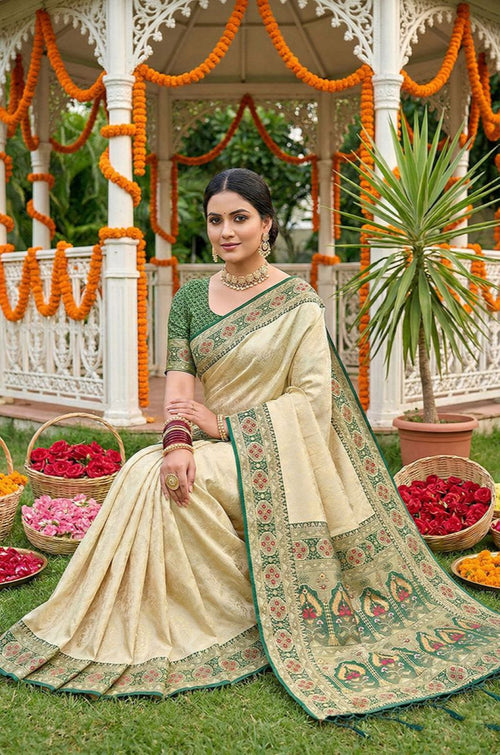 Cream Silk Sarees - SFAST21402