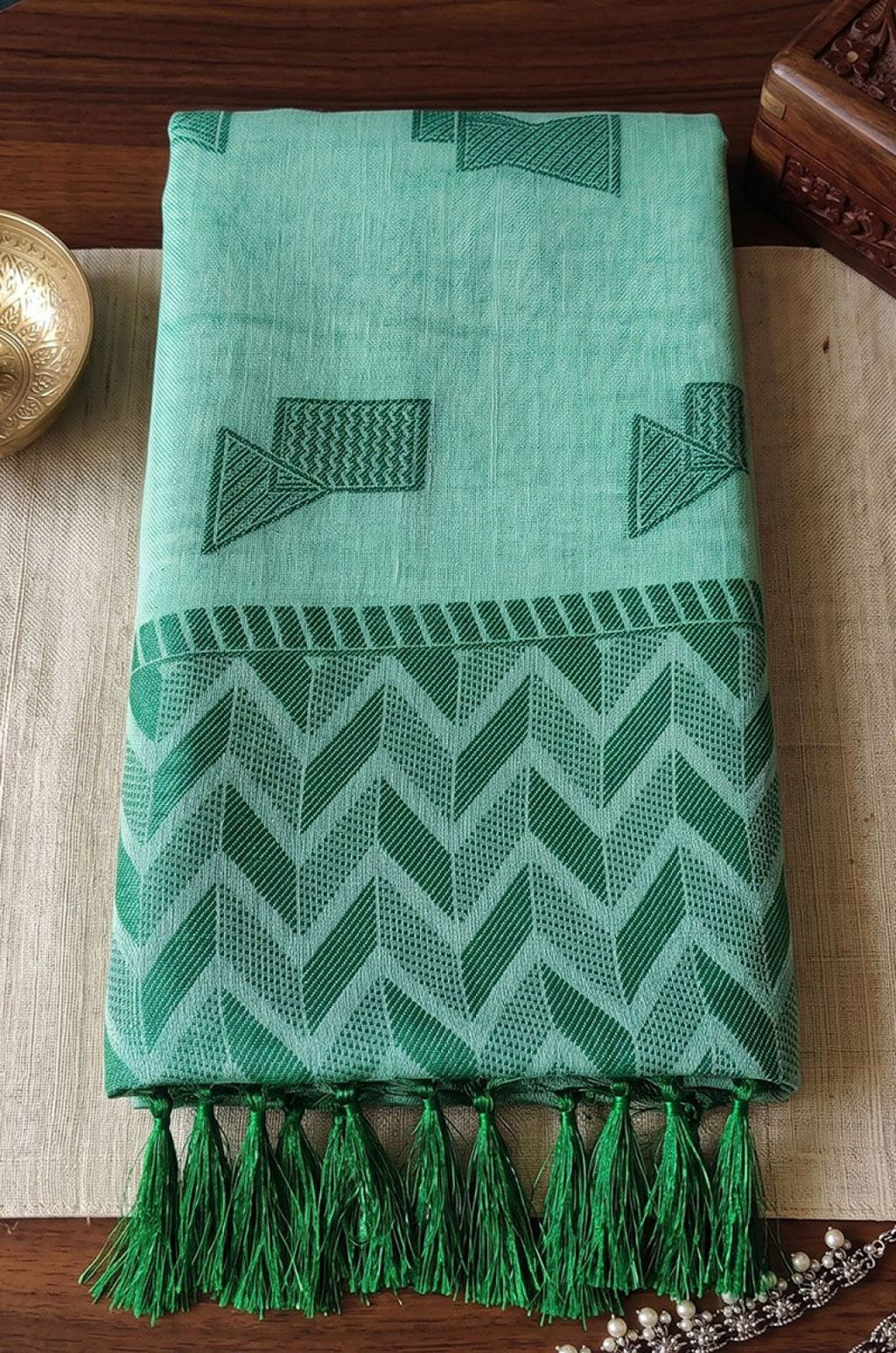 Turquoise Linen Sarees - SFAST22105