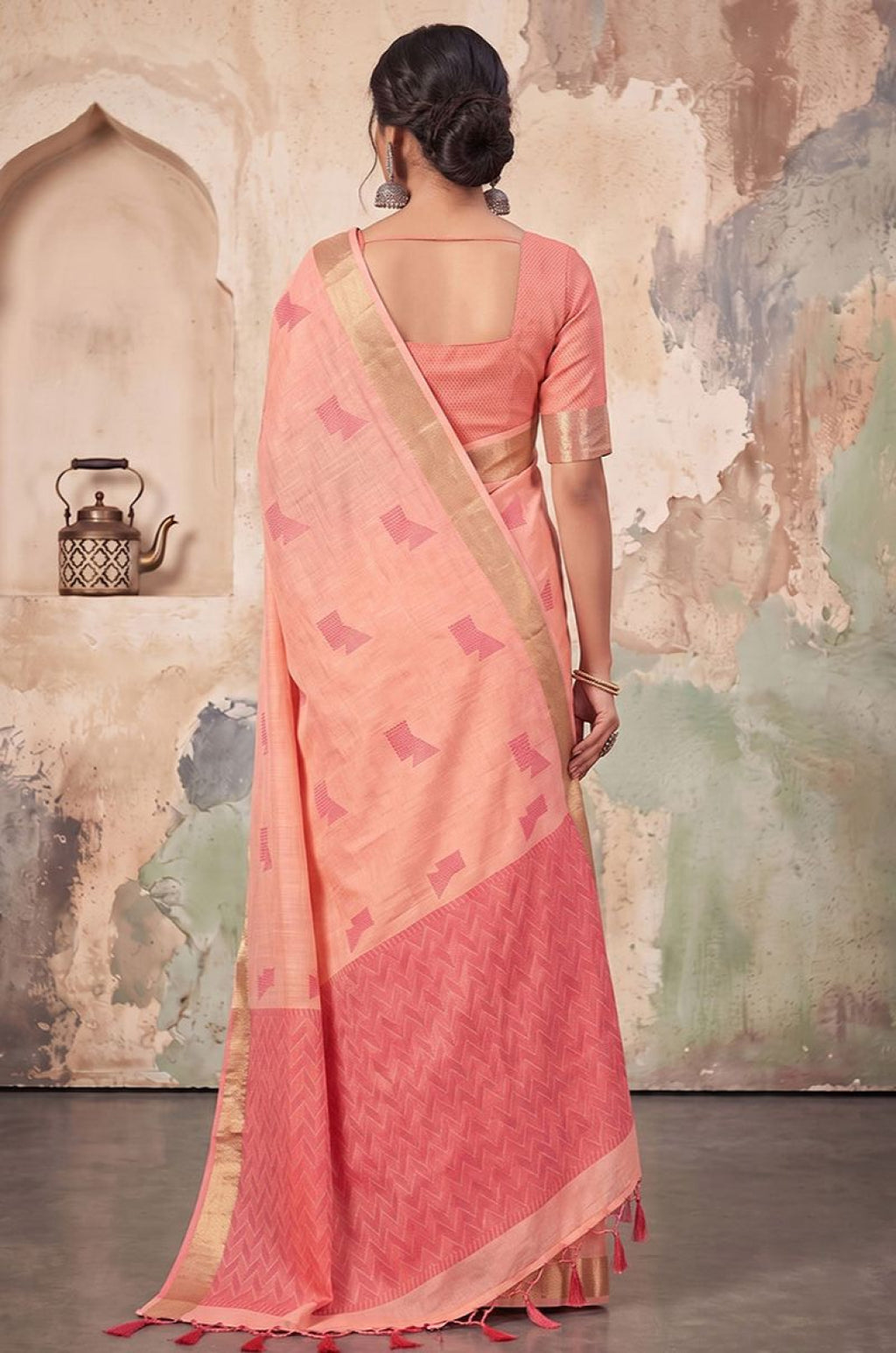 Peach Linen Sarees - SFAST22106