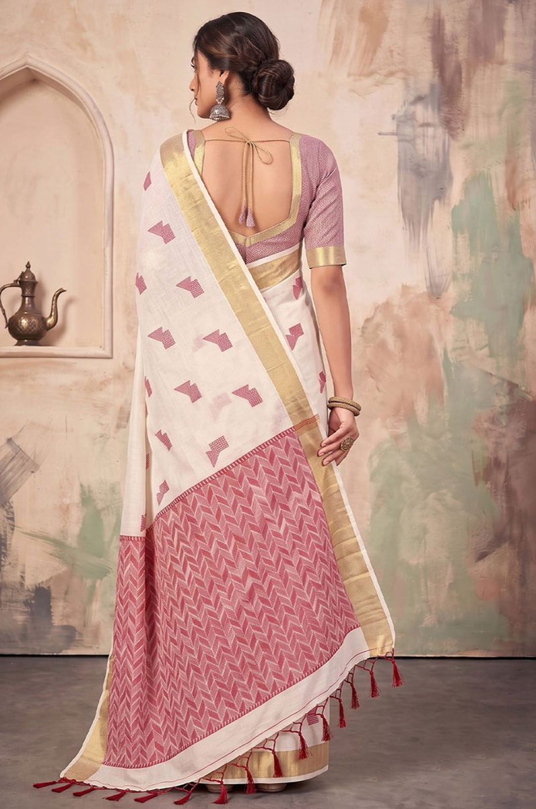 White Linen Sarees - SFAST22107