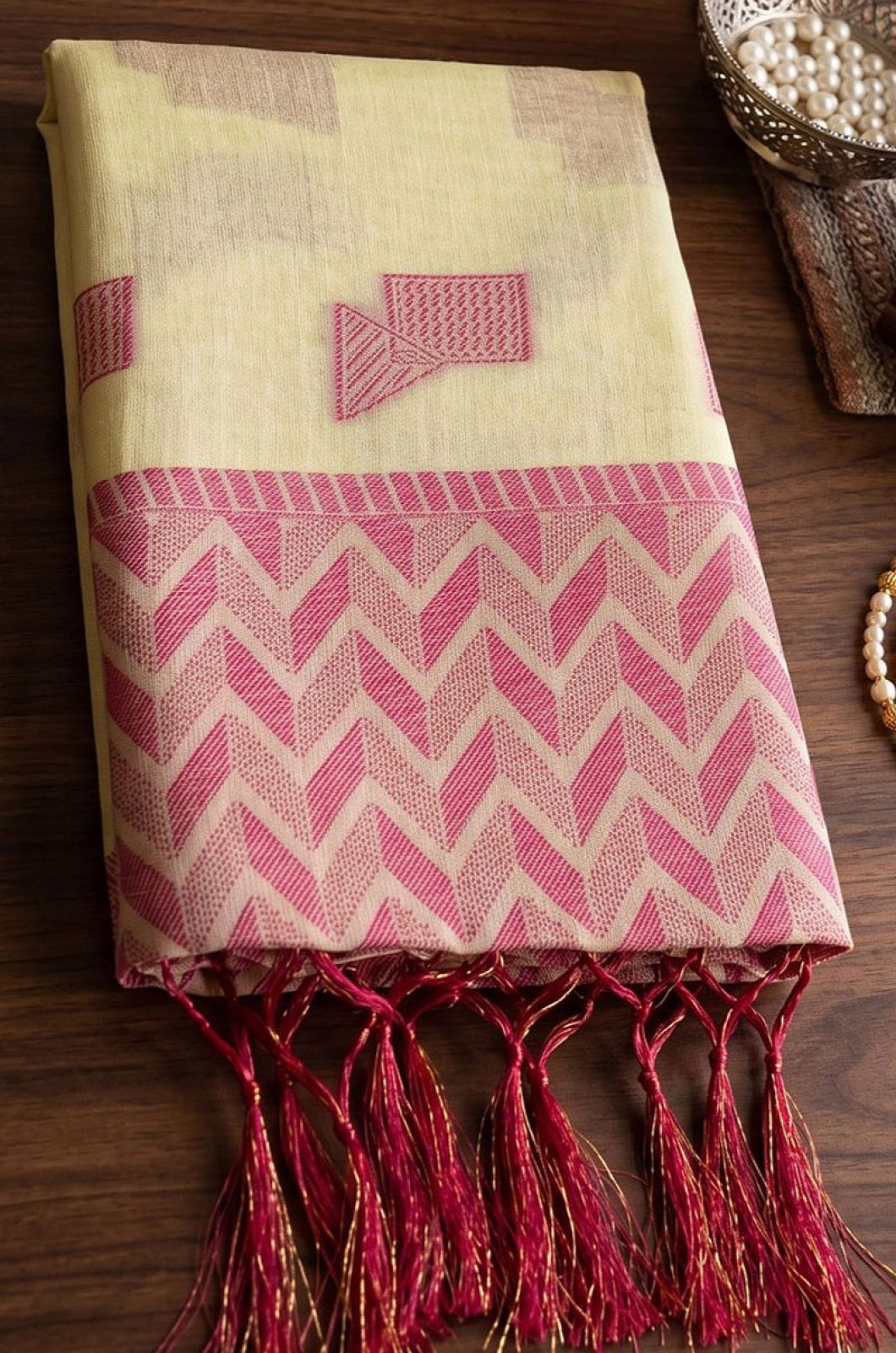 Yellow Linen Sarees - SFAST22108