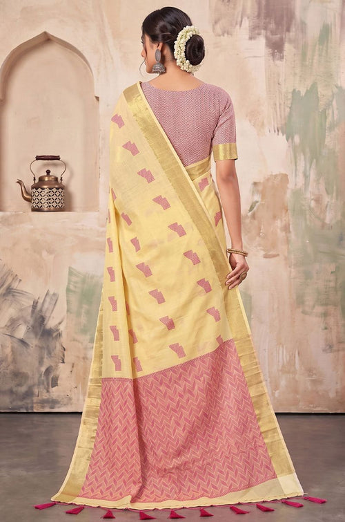 Yellow Linen Sarees - SFAST22108