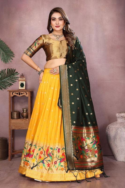 Yellow Silk Partywear Lehenga Choli  SFJBNF2408R