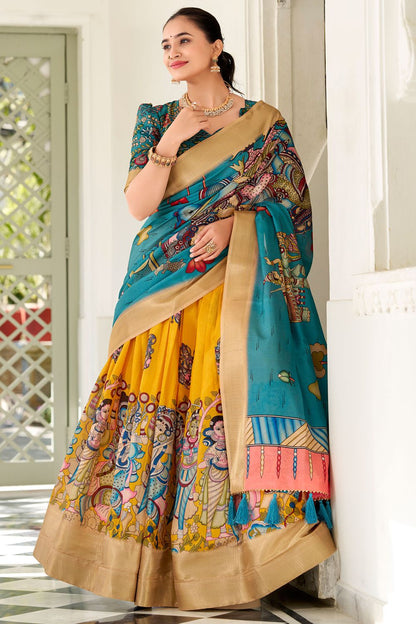Yellow Dola Silk Partywear Lehenga Choli SFROY503703